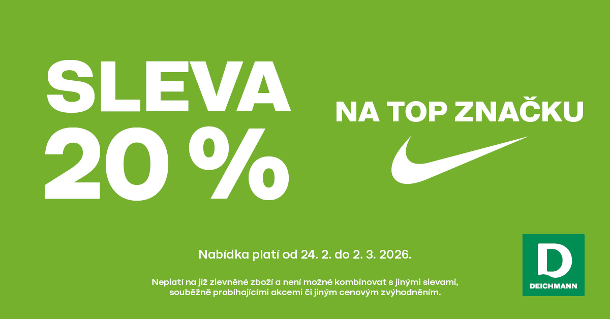 Sleva 20 % na top značku Nike