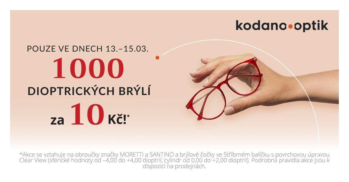 1000 dioptrických brýlí za 10 Kč