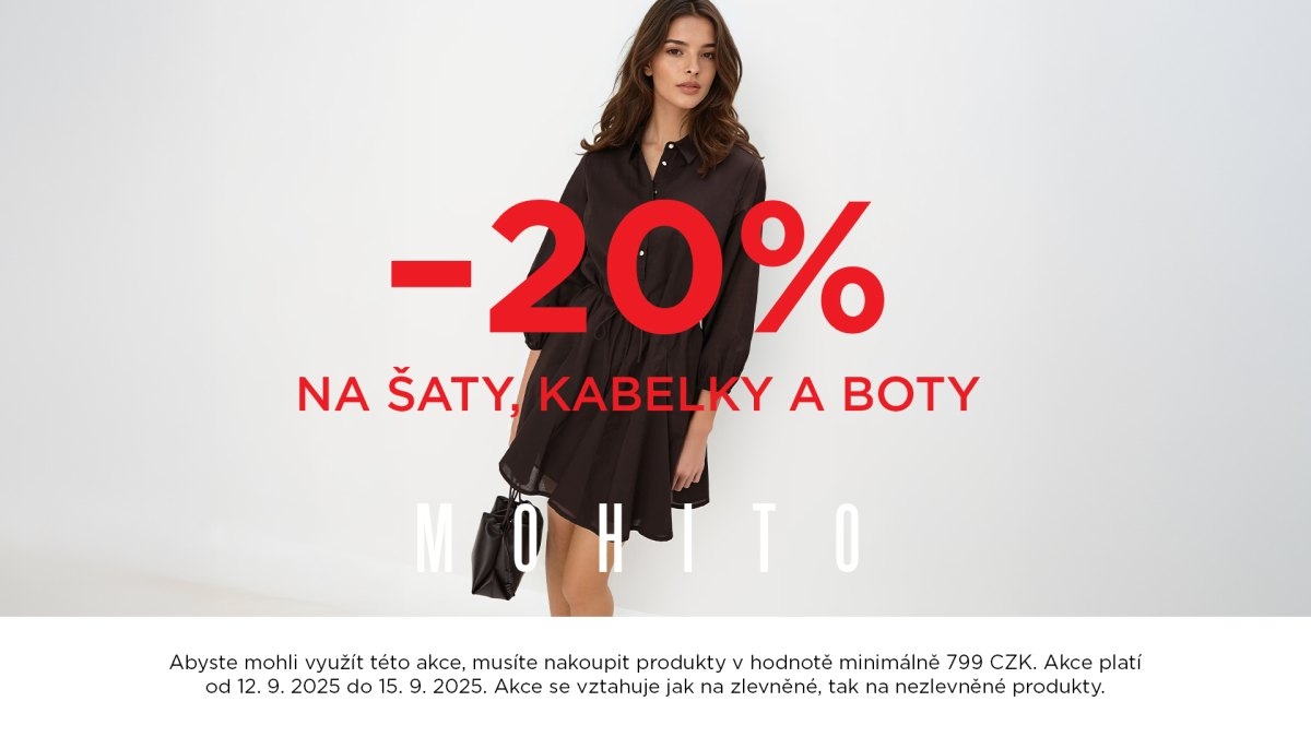 -20 % na šaty, kabelky a boty